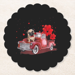 Cute Pug Valentine's Day Heart Truck Untersetzer