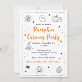 Cute Pumpkin Carving Party Halloween Doodles Einladung (Vorderseite)