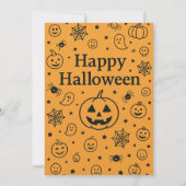 Cute Pumpkin Carving Party Halloween Doodles Einladung (Rückseite)