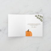Cute Pumpkin Eucalyptus Fall Baby Shower Dankeskarte (Innenseite)