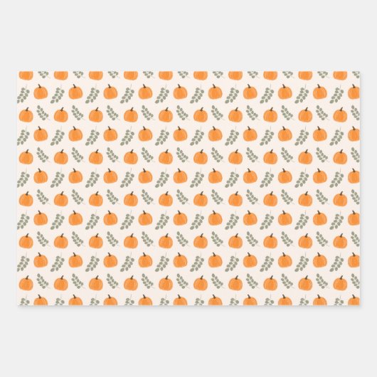 Cute Pumpkin Eucalyptus Fall Pattern Geschenkpapier Set (Vorderseite 3)