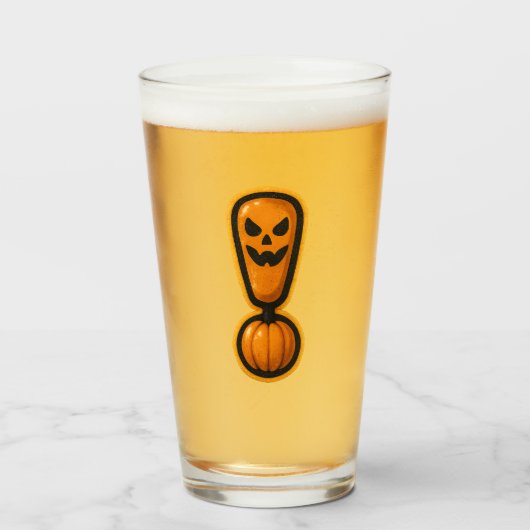 Cute Pumpkin Halloween Exclamation Mark Glass Glas (Vorne (Gefüllt))