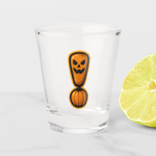 Cute Pumpkin Halloween Exclamation Shot Glass Schnapsglas (Vorderseite)