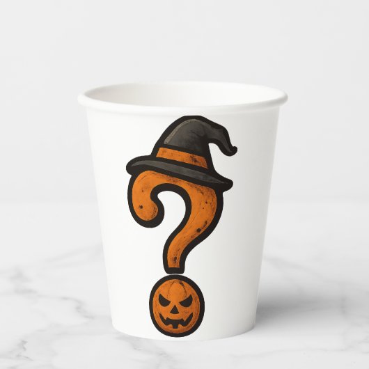 Cute Pumpkin Halloween Question Mark Paper Cup Pappbecher (Vorderseite)