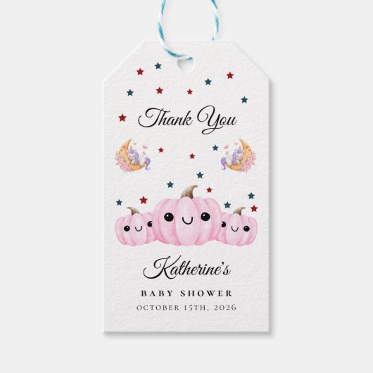 Cute Pumpkin Is On The Way | Halloween Baby Shower Geschenkanhänger (Vorderseite)