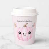 Cute Pumpkin Is On The Way | Halloween Baby Shower Pappbecher (Rückseite)