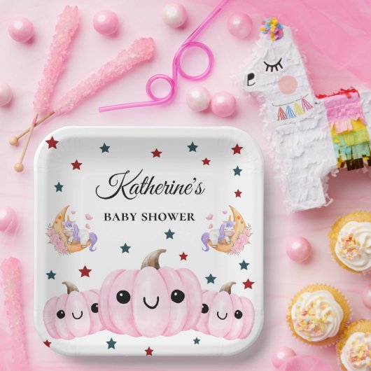 Cute Pumpkin Is On The Way | Halloween Baby Shower Pappteller (Party)