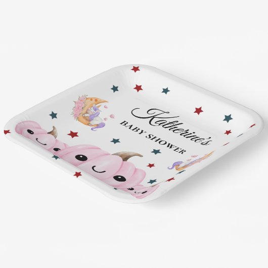 Cute Pumpkin Is On The Way | Halloween Baby Shower Pappteller (Gewinkelt)