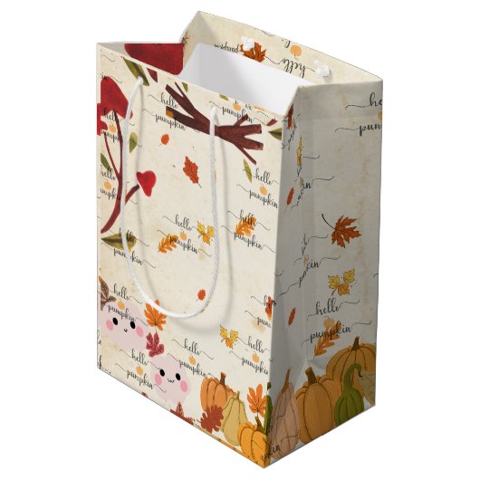 Cute Pumpkin Mittlere Geschenktüte (Rückseite Schrägansicht)