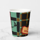 Cute Pumpkin Orange Retro Jack-o’-Lantern Witch  Pappbecher (Rechts)