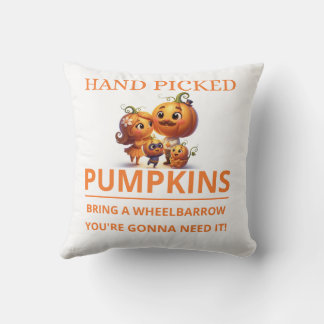 Cute Pumpkin Patch Kids Hand Picked Pumpkins Throw Kissen
