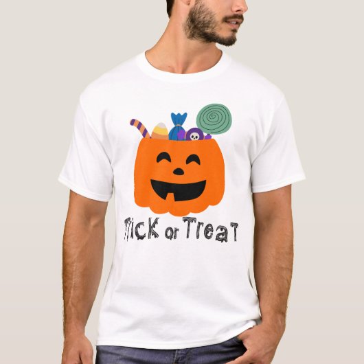 Cute Pumpkin Treat Bucket Trick or Treat Graphic T-Shirt (Vorderseite)