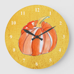 Cute Pumpkin vegetable Autumn fall Große Wanduhr