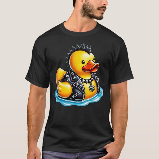 Cute Punk Rubber Duck Rock'n Roll Goth, Funny Duck T-Shirt (Vorderseite)
