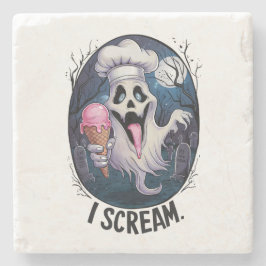 Cute Punny Ghost Ice Cream Halloween Coaster Steinuntersetzer