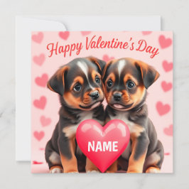 Cute puppies Happy Valentine's day personalized Feiertagskarte