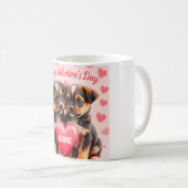 Cute puppies Happy Valentine's day personalized Kaffeetasse (VorderseiteRechts)