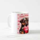 Cute puppies Happy Valentine's day personalized Kaffeetasse (Vorderseite Links)
