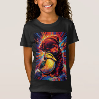 Cute Puppy and Duckling Hug Pop Art  T-Shirt