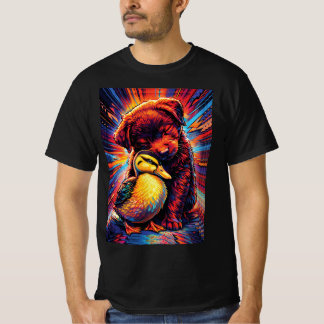 Cute Puppy and Duckling Hug Pop Art  T-Shirt