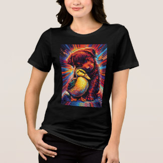 Cute Puppy and Duckling Hug Pop Art  Tri-Blend Shirt
