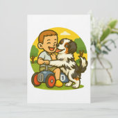 Cute Puppy and Kid Playtime Einladung (Stehend Vorderseite)