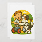Cute Puppy and Kid Playtime Einladung (Vorne/Hinten)