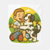 Cute Puppy and Kid Playtime Fleecedecke (Vorderseite)