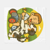 Cute Puppy and Kid Playtime Fleecedecke (Vorderseite (Horizontal))