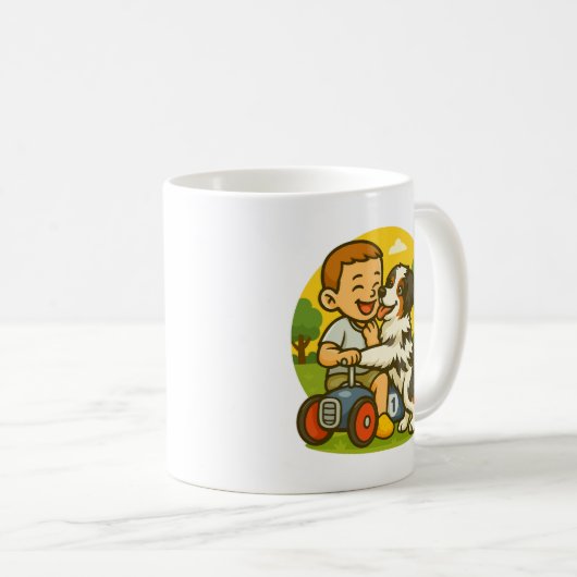 Cute Puppy and Kid Playtime Kaffeetasse (VorderseiteRechts)