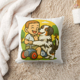 Cute Puppy and Kid Playtime Kissen