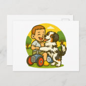 Cute Puppy and Kid Playtime Postkarte (Vorne/Hinten)