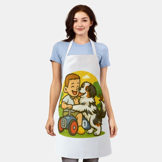 Cute Puppy and Kid Playtime Schürze (Getragen)