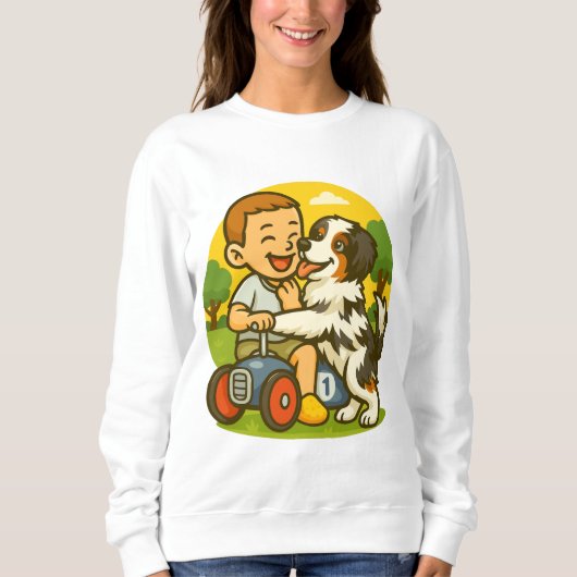 Cute Puppy and Kid Playtime Sweatshirt (Vorderseite)
