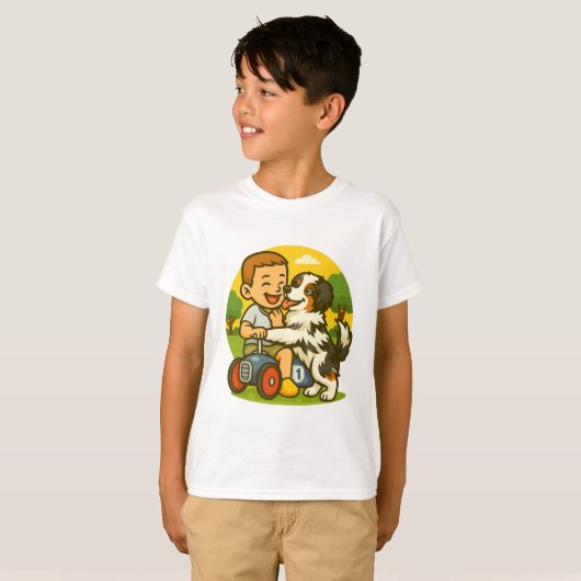 Cute Puppy and Kid Playtime T-Shirt (Vorne ganz)