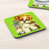 Cute Puppy and Smiling Kittens Getränkeuntersetzer (Linke Seite)