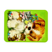 Cute Puppy and Smiling Kittens Magnet (Horizontal)