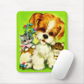 Cute Puppy and Smiling Kittens Mousepad (Mit Mouse)