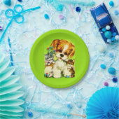 Cute Puppy and Smiling Kittens Pappteller (Party)