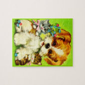 Cute Puppy and Smiling Kittens Puzzle (Horizontal)