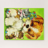 Cute Puppy and Smiling Kittens Puzzle (Horizontal)