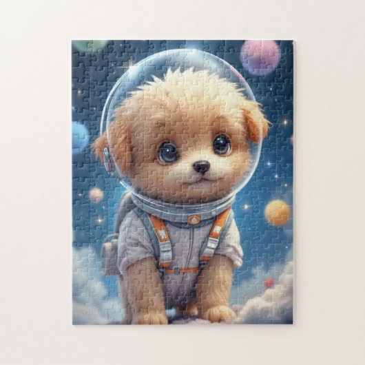 Cute Puppy Astronaut in Space Jigsaw Puzzle (Vertikal)