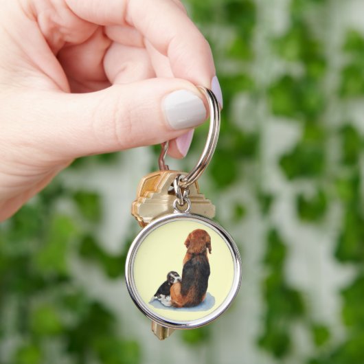 Cute puppy beagle and mum dog realist art keychain schlüsselanhänger (Hand)