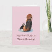 Cute puppy beagle cuddling mom dog with verse karte (Vorderseite)