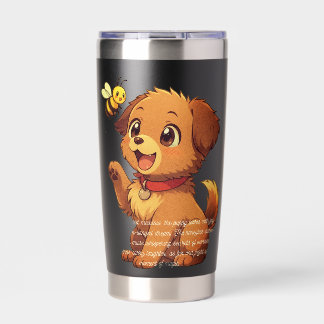 Cute Puppy & Bee Thermal Tumbler Thermobecher