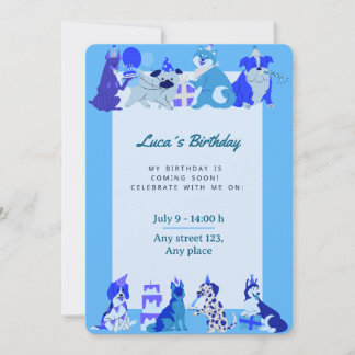 Cute Puppy Birthday Invitation for Boys Einladung