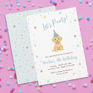 Cute Puppy Birthday Pawty Pink Invitation Einladung