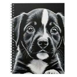 Cute Puppy - Black and White Design - Notebook Notizblock