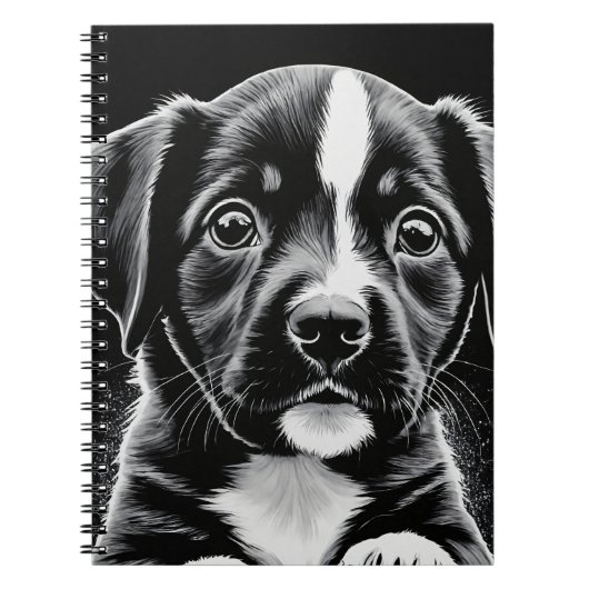 Cute Puppy - Black and White Design - Notebook Notizblock (Vorderseite)