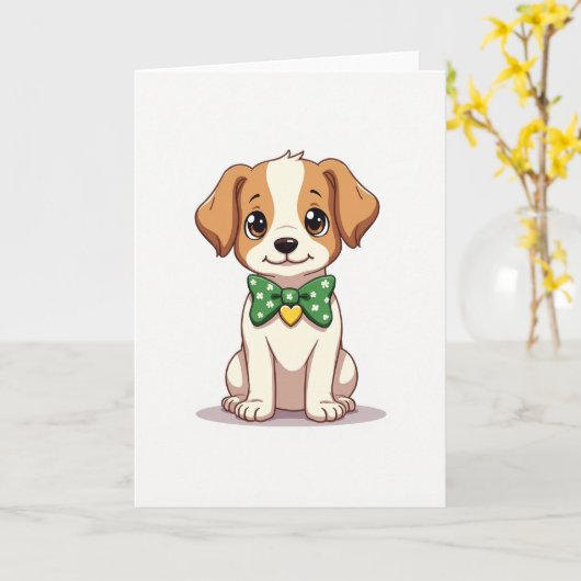 Cute Puppy Bow Tie Card Karte (Gelbe Blume)